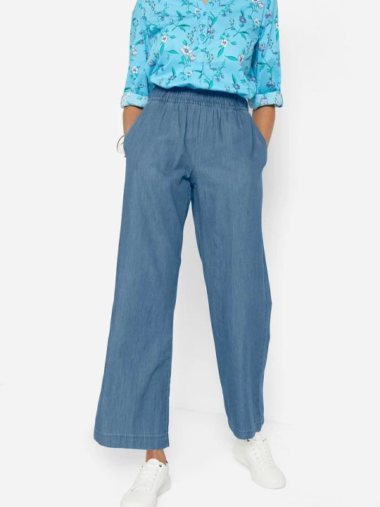 Zdjęcie produktu Jeansy wide leg, wysoki stan, krótsza nogawka BonPrix niebieski