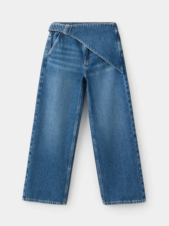 Zdjęcie produktu Jeansy wide leg z apaszką ciemnoniebieski - Dzieci - MANGO KIDS