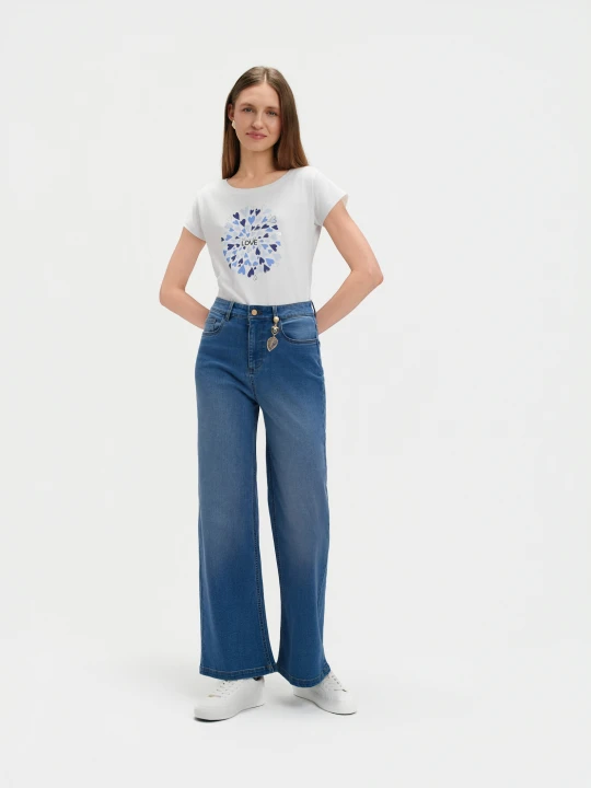 Zdjęcie produktu Jeansy wide leg z aplikacją TOP SECRET Niebieski