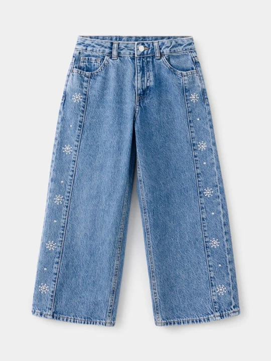 Zdjęcie produktu Jeansy wide leg z ćwiekami średni niebieski - Dzieci - - MANGO KIDS