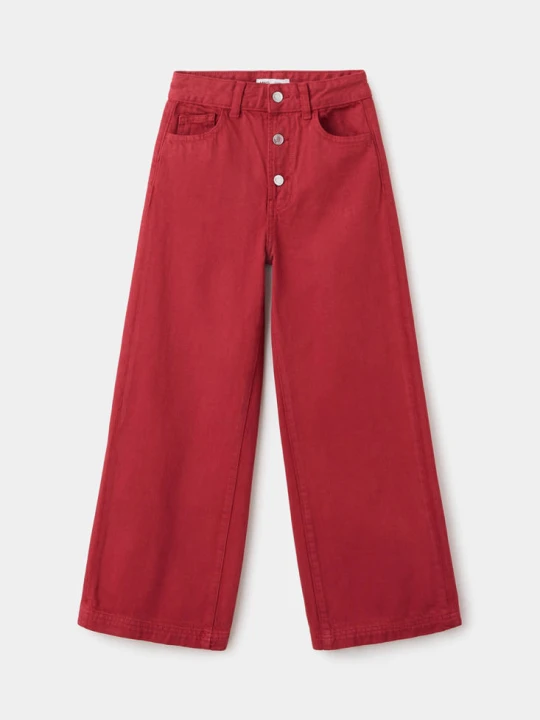 Zdjęcie produktu Jeansy wide leg z guzikami czerwony - Dzieci - MANGO KIDS