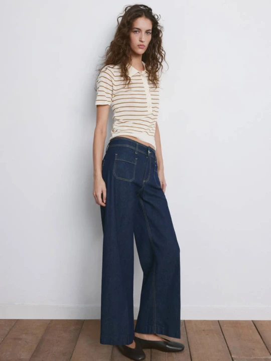Zdjęcie produktu Jeansy wide leg z kieszeniami niebieski - Kobieta - MANGO