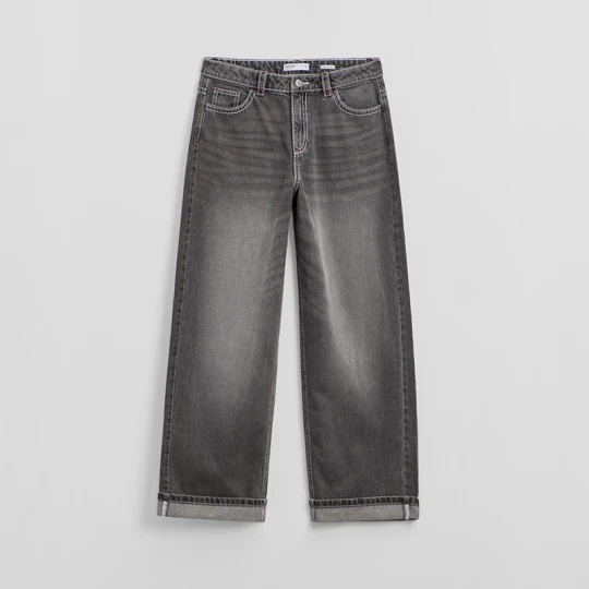 Zdjęcie produktu Jeansy wide leg z motywem flagi UK szare House