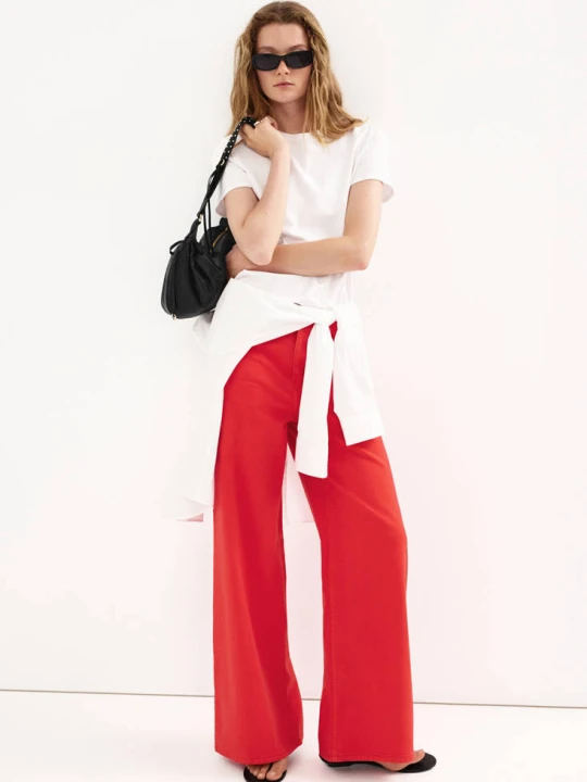 Zdjęcie produktu Jeansy wide leg z niskim stanem czerwony - Kobieta - - MANGO