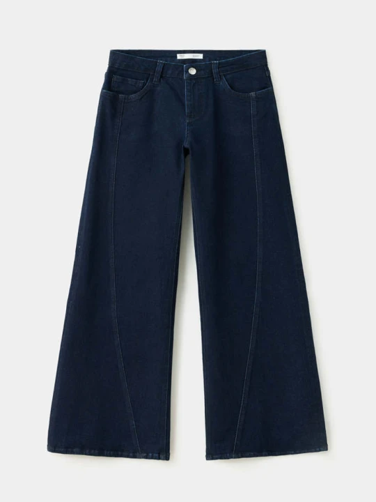 Zdjęcie produktu Jeansy wide leg z ozdobnymi szwami niebieski - Teen - MANGO TEEN