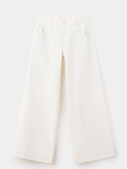 Zdjęcie produktu Jeansy wide leg z przeszyciem złamana biel - Teen - MANGO TEEN