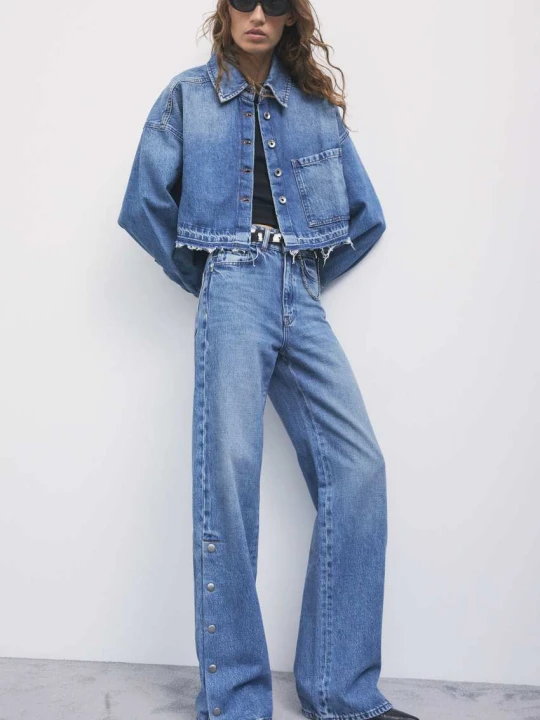 Zdjęcie produktu Jeansy wide leg z rozcięciami Patrizia Pepe granatowy
