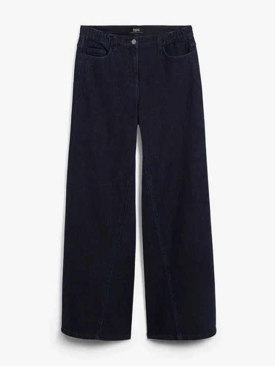 Zdjęcie produktu Jeansy wide leg z wysokim stanem i wygodnym pasem BonPrix niebieski