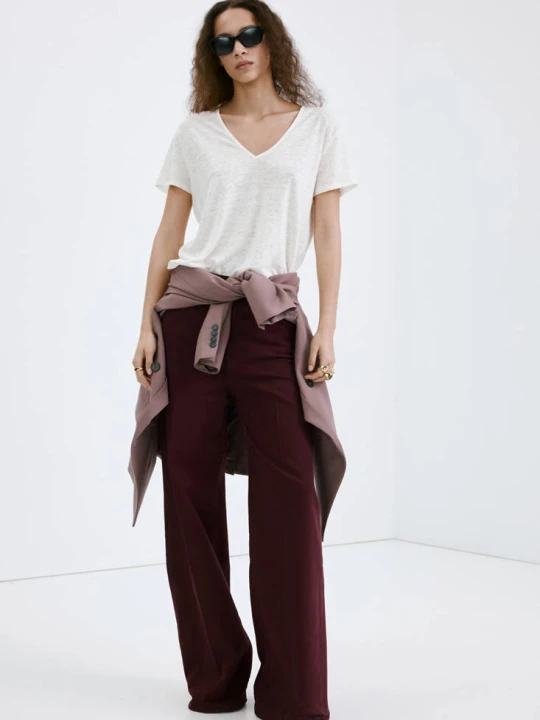 Zdjęcie produktu Jeansy wide leg z wysokim stanem winny - Kobieta - MANGO