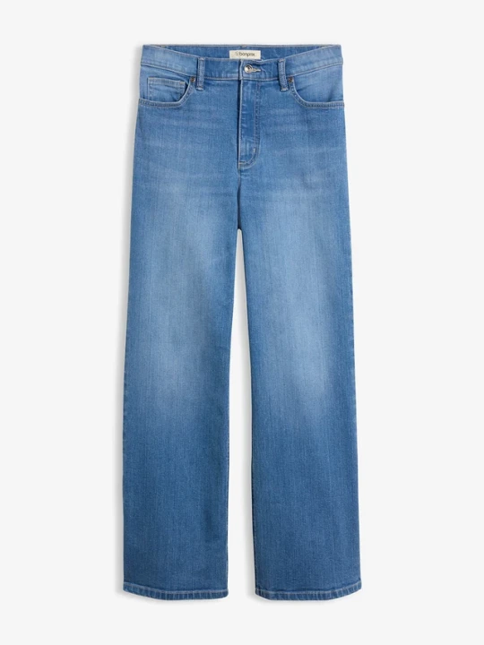 Zdjęcie produktu Jeansy wide leg z wysokim stanem z bawełny organicznej BonPrix niebieski