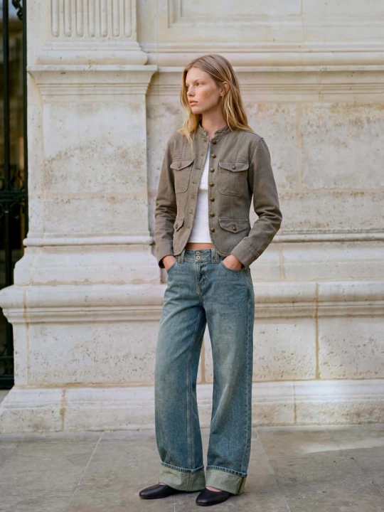 Zdjęcie produktu Jeansy wide leg z wywiniętym dołem ciemnoniebieski vintage - Teen - MANGO TEEN