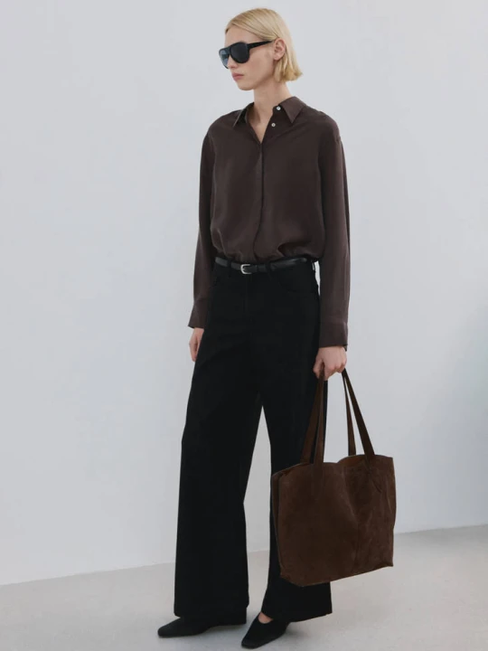 Zdjęcie produktu Jeansy wide leg ze średnim stanem black denim - Kobieta - MANGO