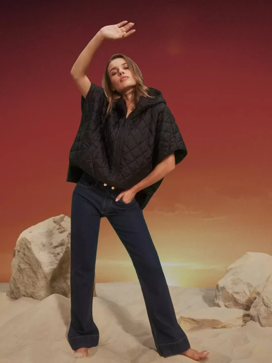 Zdjęcie produktu Jeansy wide leg ze średnim stanem granatowe Moodo