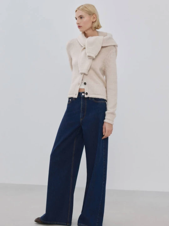 Zdjęcie produktu Jeansy wide leg ze średnim stanem niebieski - Kobieta - - MANGO