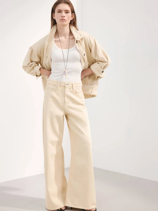Zdjęcie produktu Jeansy wide leg ze średnim stanem waniliowy - Kobieta - MANGO