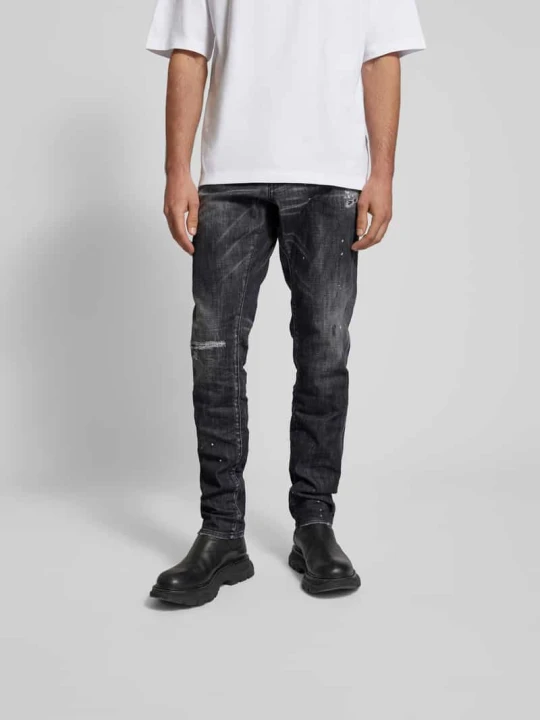 Zdjęcie produktu Jeansy z efektem znoszenia model 'Cool Guy Jean' Dsquared2 Czarny