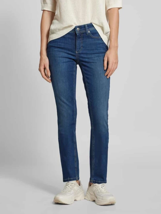 Zdjęcie produktu Jeansy o kroju straight fit z efektem znoszenia model ‘Parla’ CAMBIO Niebieski