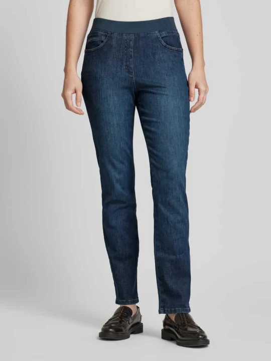 Zdjęcie produktu Jeansy o kroju straight fit z elastycznym pasem Raphaela By Brax Niebieski