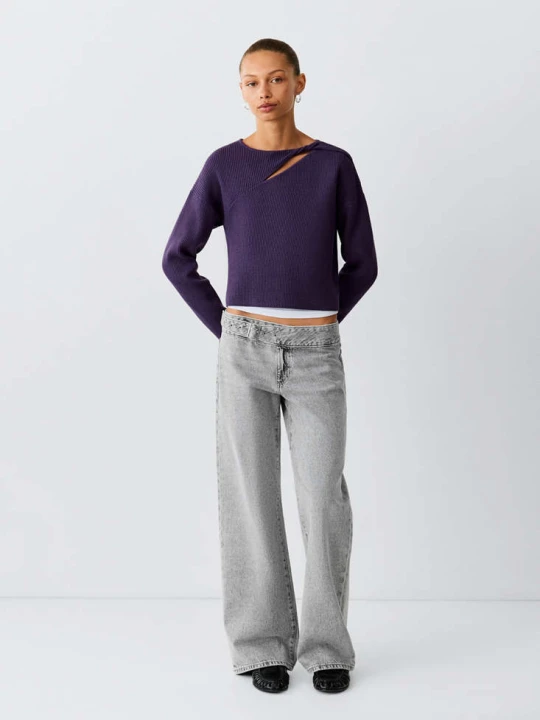 Zdjęcie produktu Jeansy z niskim stanem i paskiem szary denim - Teen - MANGO TEEN