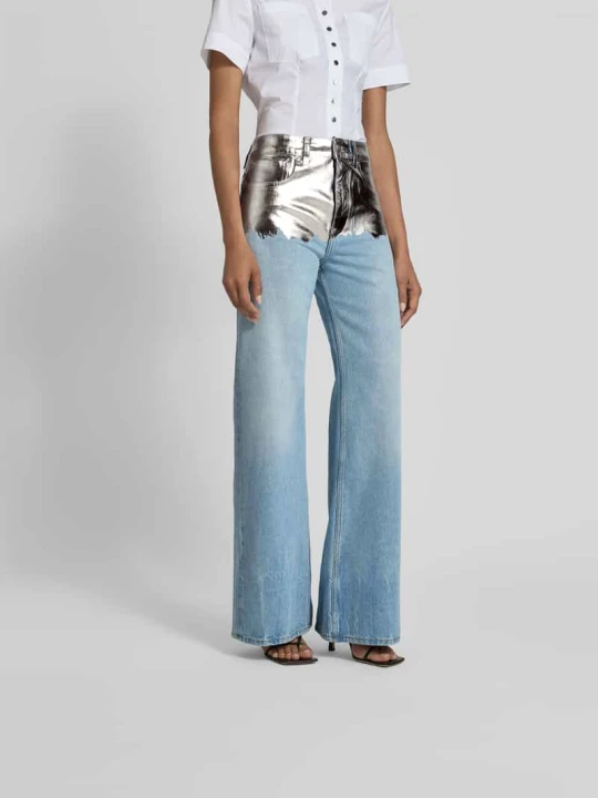 Zdjęcie produktu Jeansy z ozdobnym obszyciem z efektem metalicznym Paco Rabanne Jeansowy niebieski