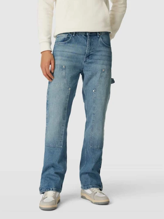 Zdjęcie produktu Jeansy z ozdobnymi kieszeniami model ‘Carpenter’ EIGHTYFIVE Jeansowy niebieski