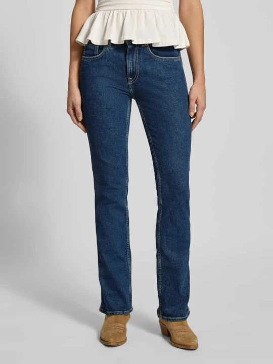 Zdjęcie produktu Jeansy z poszerzaną nogawką z mieszanki bawełny model ‘PIPER’ Pepe Jeans Ciemnoniebieski