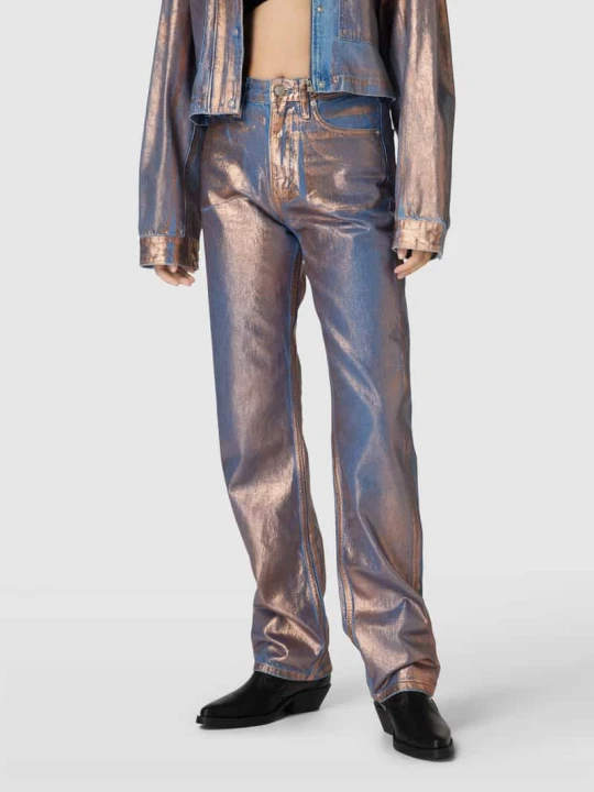 Zdjęcie produktu Jeansy z prostą nogawką efektem błyszczącym Calvin Klein Jeans Jeansowy niebieski