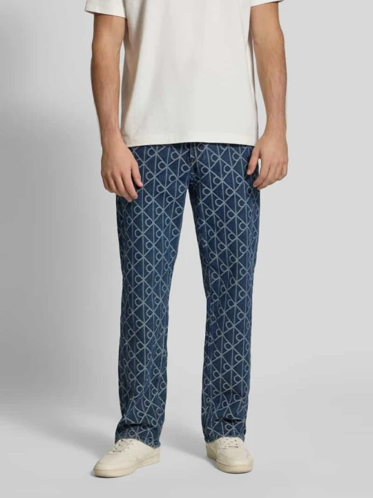 Zdjęcie produktu Jeansy z prostą nogawką i detalem z logo Calvin Klein Jeans Jeansowy niebieski