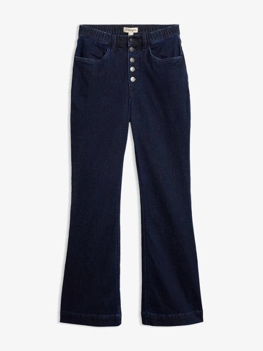Zdjęcie produktu Jeansy z rozszerzanym dołem, high waist, z wygodnym pasem BonPrix niebieski