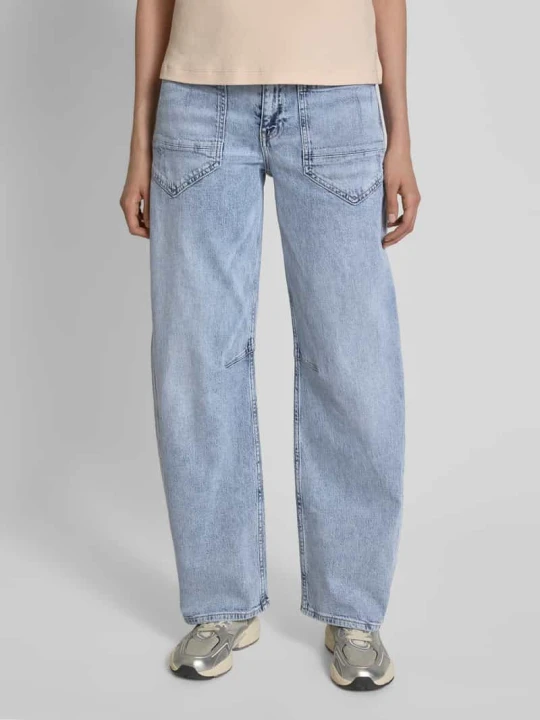 Zdjęcie produktu Jeansy z szeroką nogawką i nakładanymi kieszeniami model ‘Darly’ ETIQUETT ESSENTIALS Jeansowy niebieski
