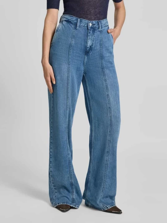 Zdjęcie produktu Jeansy z szeroką nogawką i ozdobnymi szwami model ‘Style Luise’ Mustang Jeansowy niebieski