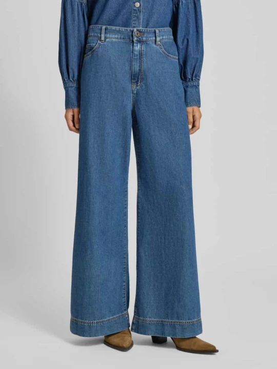 Zdjęcie produktu Jeansy z szeroką nogawką z czystej bawełny model ‘VEGA’ Weekend Max Mara Jeansowy niebieski