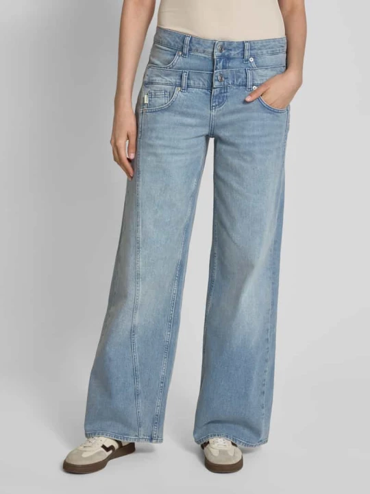 Zdjęcie produktu Jeansy z szeroką nogawką z efektem dwóch warstw model ‘Dancer’ ETIQUETT ESSENTIALS Jeansowy niebieski