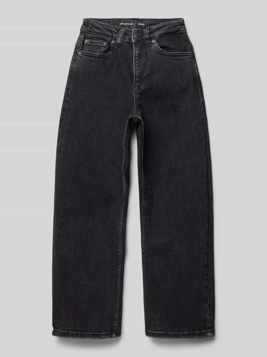 Zdjęcie produktu Jeansy z szerokimi nogawkami i 5 kieszeniami Tom Tailor Czarny