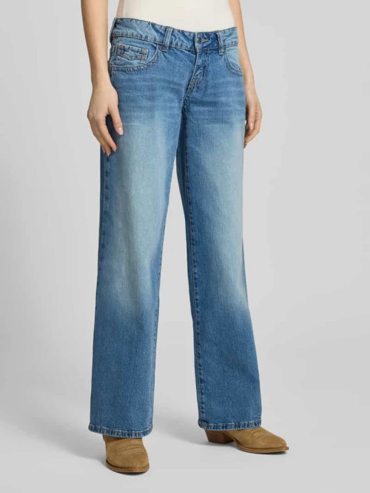 Zdjęcie produktu Jeansy z szerokimi nogawkami w 5 kieszeni Gina Tricot Jeansowy niebieski