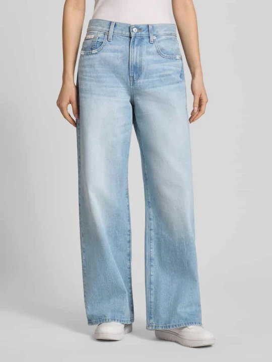 Zdjęcie produktu Jeansy z szerokimi nogawkami z czystej bawełny Calvin Klein Jeans Jasnoniebieski