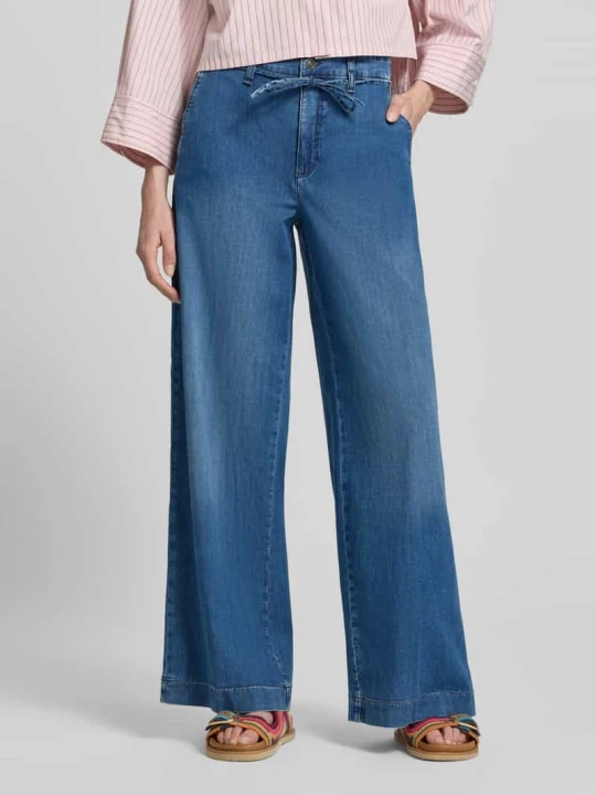 Zdjęcie produktu Jeansy z szerokimi nogawkami z wiązanym paskiem model 'WENDY' MAC Błękitny