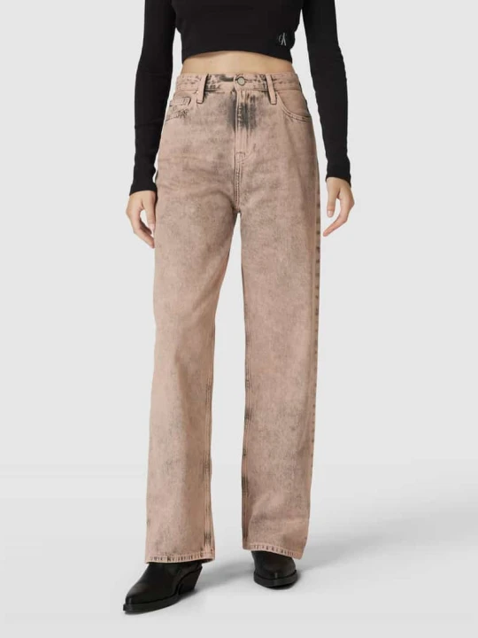 Zdjęcie produktu Jeansy z wysokim stanem i efektem znoszenia model ‘HIGH RISE’ Calvin Klein Jeans Piaskowy