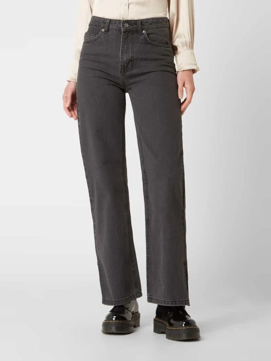 Zdjęcie produktu Jeansy z wysokim stanem o kroju straight fit z bawełny ekologicznej model ‘Miaja’ Minimum Czarny