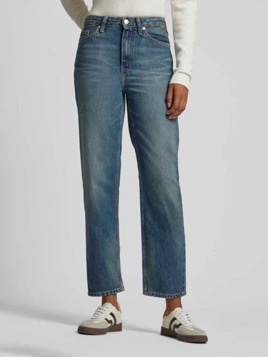 Zdjęcie produktu Jeansy z wysokim stanem o kroju straight fit z efektem znoszenia Tommy Hilfiger Jeansowy niebieski