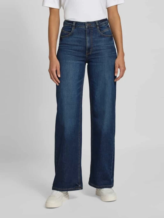 Zdjęcie produktu Jeansy z szerokimi nogawkami z mieszanka bawełny model 'MADINA' Tom Tailor Jeansowy niebieski