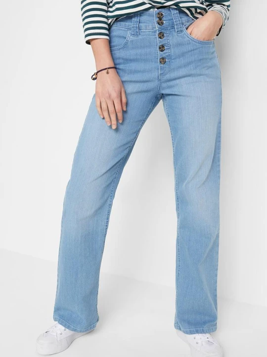 Zdjęcie produktu Jeansy ze stretchem, high waist, straight BonPrix niebieski