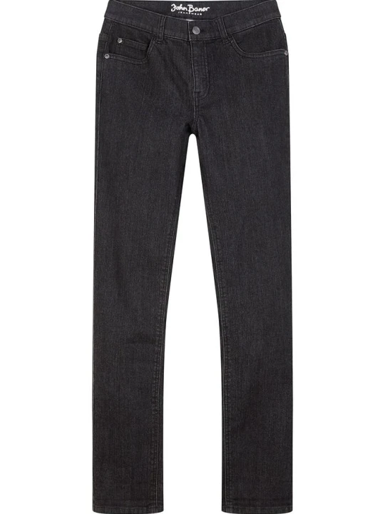 Zdjęcie produktu Jeansy ze stretchem i regulowanym paskiem, proste nogawki, slim fit BonPrix czarny