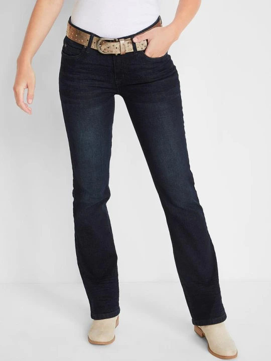Zdjęcie produktu Jeansy ze stretchem o kroju bootcut, mid waist BonPrix niebieski