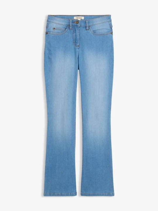 Zdjęcie produktu Jeansy ze stretchem o kroju bootcut, mid waist BonPrix niebieski