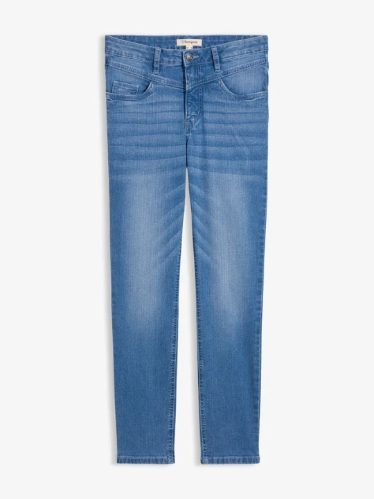 Zdjęcie produktu Jeansy skinny, high waist, cropped BonPrix niebieski