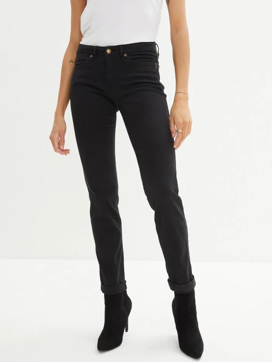 Zdjęcie produktu Jeansy ze stretchem straight, mid waist BonPrix czarny