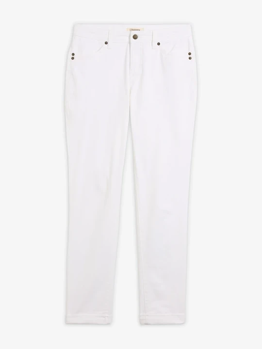 Zdjęcie produktu Jeansy ze stretchem straight, mid waist BonPrix biały