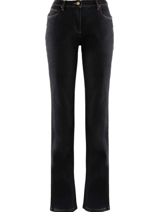 Zdjęcie produktu Jeansy ze stretchem straight, mid waist BonPrix czarny