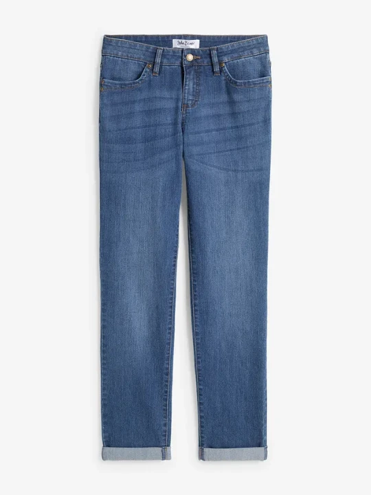Zdjęcie produktu Jeansy ze stretchem straight, high waist BonPrix niebieski